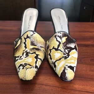 Multi Print leather mule